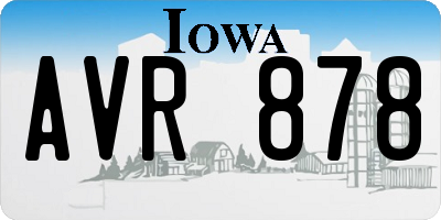 IA license plate AVR878