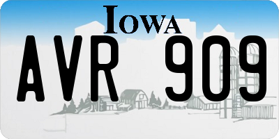 IA license plate AVR909
