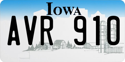 IA license plate AVR910
