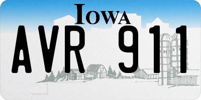 IA license plate AVR911
