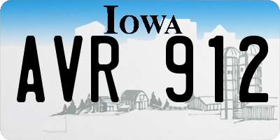 IA license plate AVR912