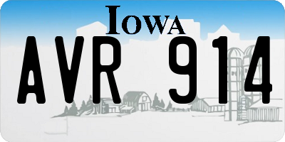 IA license plate AVR914