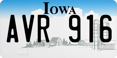 IA license plate AVR916