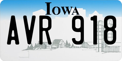 IA license plate AVR918