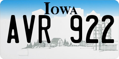 IA license plate AVR922