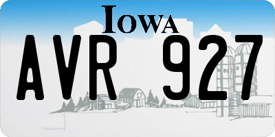 IA license plate AVR927