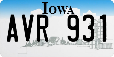 IA license plate AVR931