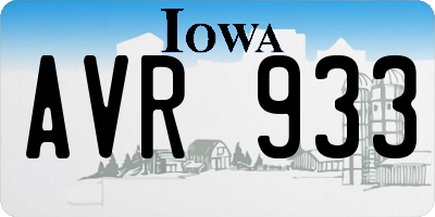 IA license plate AVR933