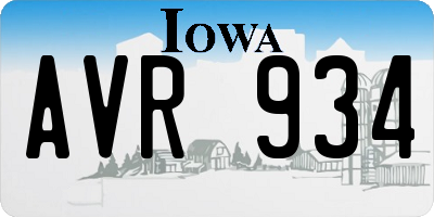 IA license plate AVR934