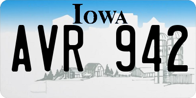 IA license plate AVR942
