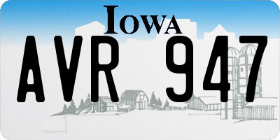 IA license plate AVR947