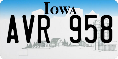 IA license plate AVR958