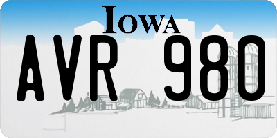 IA license plate AVR980