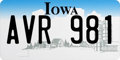 IA license plate AVR981