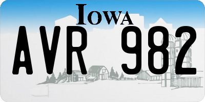 IA license plate AVR982