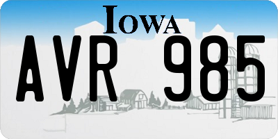 IA license plate AVR985