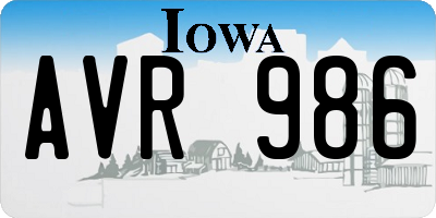 IA license plate AVR986
