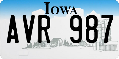 IA license plate AVR987