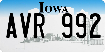 IA license plate AVR992