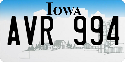 IA license plate AVR994