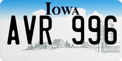 IA license plate AVR996