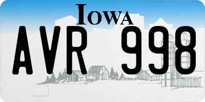 IA license plate AVR998