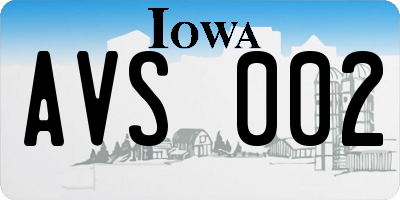 IA license plate AVS002