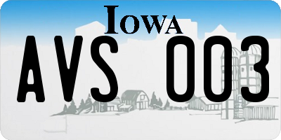 IA license plate AVS003