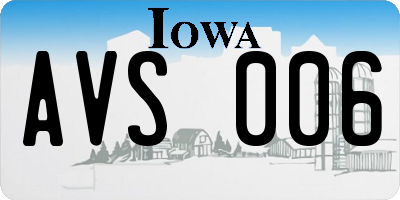 IA license plate AVS006