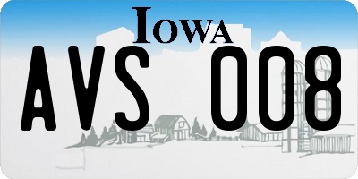IA license plate AVS008
