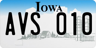 IA license plate AVS010