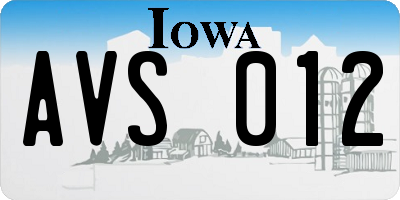 IA license plate AVS012