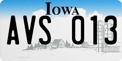 IA license plate AVS013