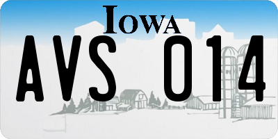 IA license plate AVS014