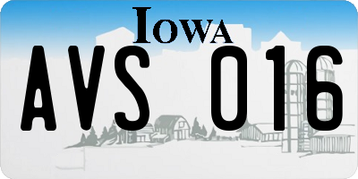 IA license plate AVS016