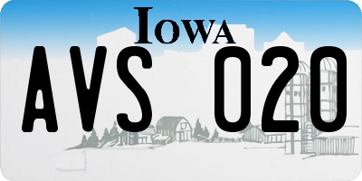 IA license plate AVS020