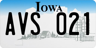 IA license plate AVS021
