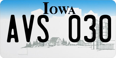 IA license plate AVS030