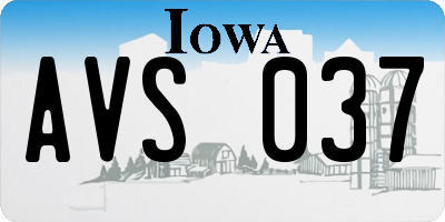 IA license plate AVS037