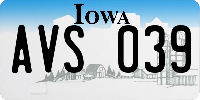 IA license plate AVS039