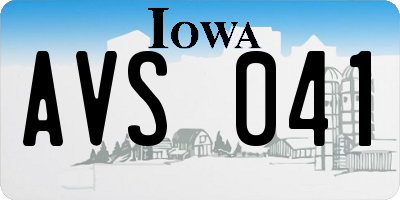 IA license plate AVS041