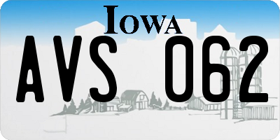 IA license plate AVS062