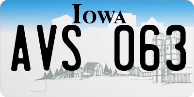 IA license plate AVS063