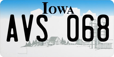 IA license plate AVS068