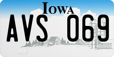 IA license plate AVS069
