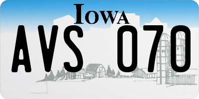 IA license plate AVS070