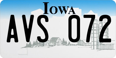 IA license plate AVS072