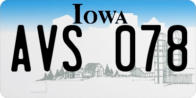 IA license plate AVS078