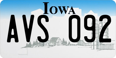 IA license plate AVS092
