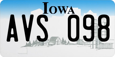 IA license plate AVS098